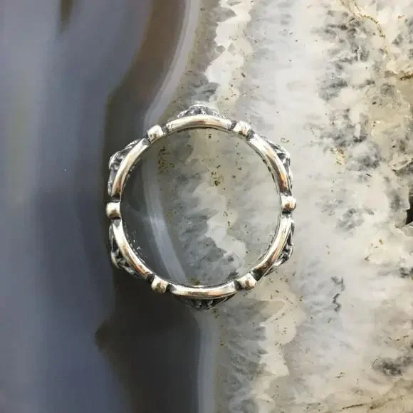 Carolyn Pollack Southwestern Style Sterling Flower Concho Band Ring For Women - Picture 8 of 10